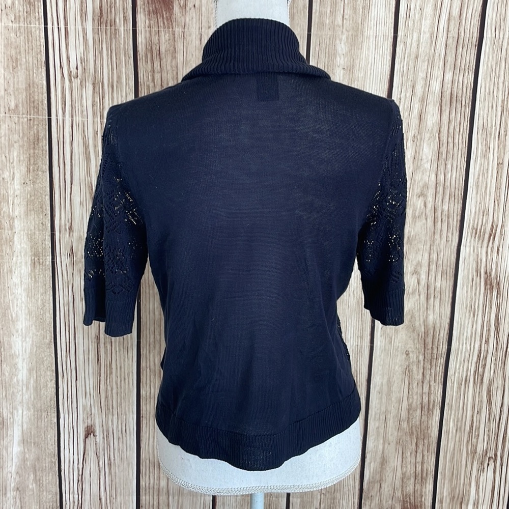 89th & Madison Crochet Knit Navy Sweater Acrylic Cardigan Small - Picture 5 of 9